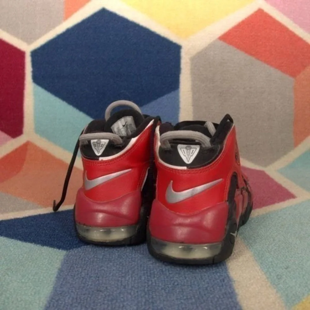 Nike Air More Uptempo 96 Split' [GS Youth Sz 2Y] Shoes Black Red‎ Blue